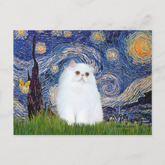 Sterrennacht - Wit Perzisch kitten Briefkaart