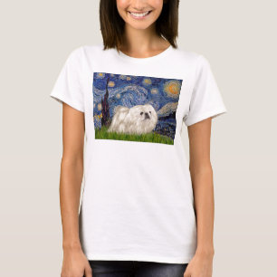Sterrennacht - Witte Pekingees 4 T-shirt