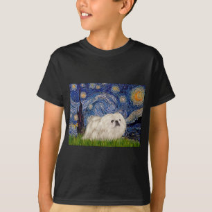 Sterrennacht - Witte Pekingees 4 T-shirt