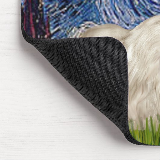 Sterrennacht - Witte pekingese 4 Muismat (Hoek)