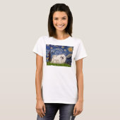 Sterrennacht - Witte pekingese 4 T-shirt (Voorkant volledig)