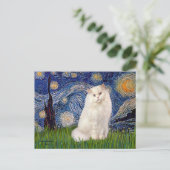 Sterrennacht - Witte Perzische kat Briefkaart (Staand voorkant)