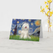 Sterrennacht - Witte Tibetaanse Terrier Kaart (Gele Bloem)