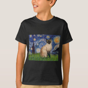 Sterrennacht - Zeegelpunt Siamese kat T-shirt