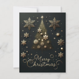 Sterrennacht Zwart & Goud Kerst Kaart