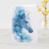 Sterrennachtelijke Elegantie van een Witte Paard Kaart (Gele Bloem)