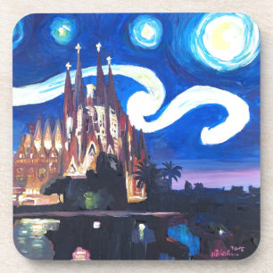 Sterrennachten in Sagrada Familia in Barcelona Bier Onderzetter