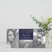 Sterrennachten Navy en Gouden Trouw Dank Je Bedankkaart (Staand voorkant)