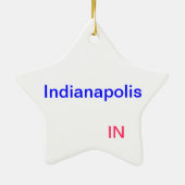 Sterrenornament met indiana en indianapolis erop. keramisch ornament (Achterkant)