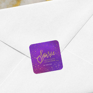 Sterrenpaars Purper Ieder Jaar Huwelijksjubileum Vierkante Sticker