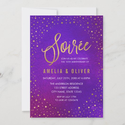 Sterrenpaarse Jubileumfeestelijkheden voor elk Jaa Kaart (Voorkant)