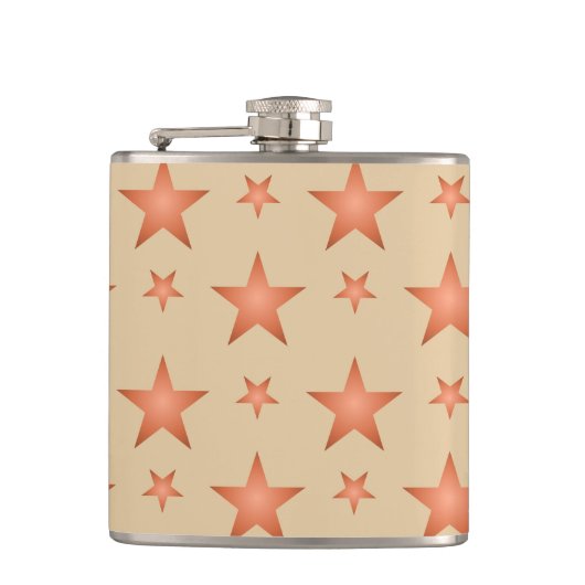 Sterrenpatroon in gradiënt terracotta sinaasappel heupfles (Voorkant)