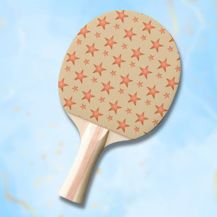 Sterrenpatroon in gradiënt terracotta sinaasappel tafeltennisbatje