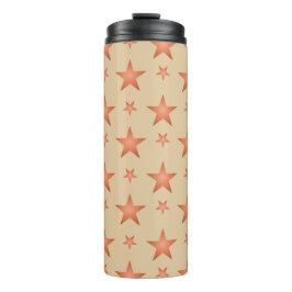 Sterrenpatroon in gradiënt terracotta sinaasappel thermosbeker