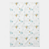 Sterrenpatroon Mid Century Modern Aqua Gold Theedoek (Verticaal)