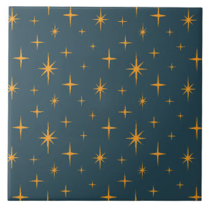 Sterrenpatroon Mid Century Modern Donker Teal Oran Tegeltje