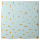 Sterrenpatroon Mid Century Modern Sinaasappel Aqua Tegeltje (Voorkant)