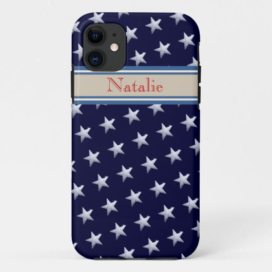 sterrenpatroon naam blauw Case-Mate iPhone case (Achterkant)