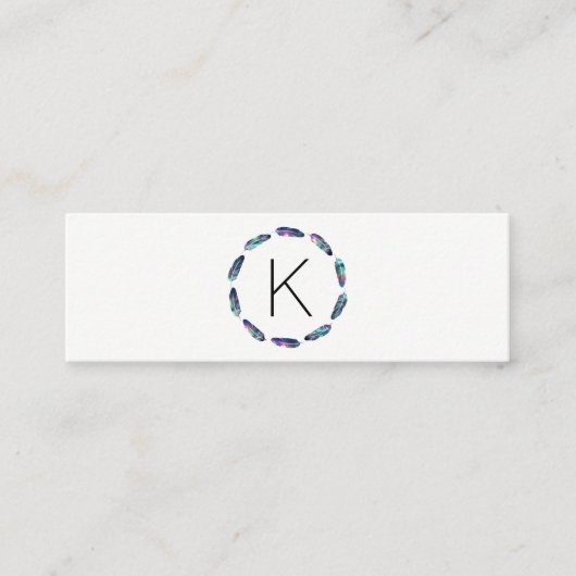Sterrenpluimpatroon met monogram mini visitekaartje (Voorkant)