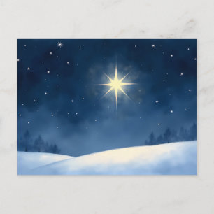 Sterrenrijke Kerstnacht Winterlandschap Briefkaart