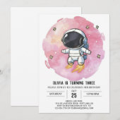 Sterrenroze Verkenner Astronaut Verjaardag Kaart (Voorkant / Achterkant)