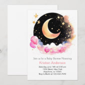 Sterrenruimte Avontuur Roze Meisje Baby shower Kaart (Voorkant / Achterkant)