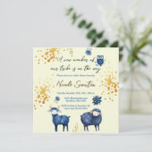 Sterrenschaap en bosvrienden Baby shower Gold Save The Date (Staand voorkant)
