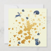 Sterrenschaap en bosvrienden Baby shower Gold Save The Date (Achterkant)