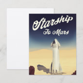 Sterrenschip naar Mars retro stijl ruimtereis. (Voorkant / Achterkant)