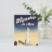 Sterrenschip naar Mars retro stijl ruimtereis. (Staand voorkant)