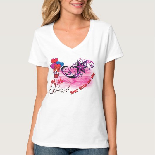 Sterrenschip Vrouwen V-Shirt T-shirt (Voorkant)