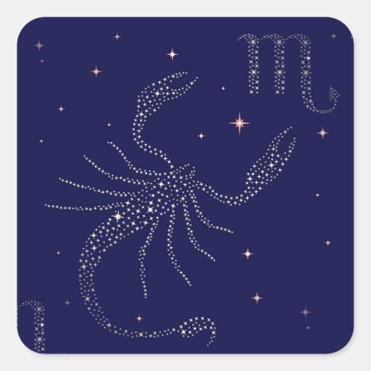 sterrenscorpio vierkante sticker (Voorkant)