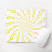 Sterrenspiraal: Geel en wit: Custom Mousepad Muismat (Met muis)