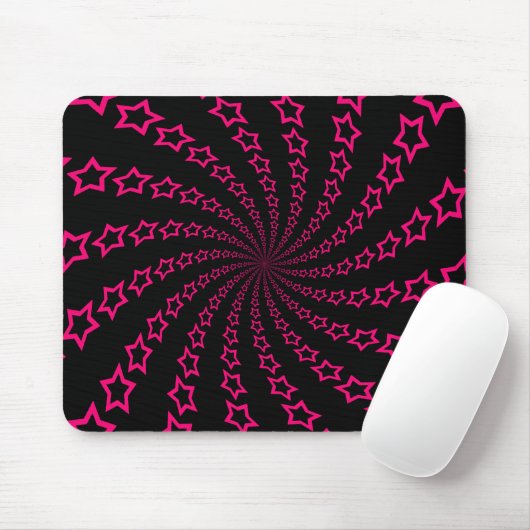 Sterrenspiraal: Roze en zwart: Custom Mousepad Muismat (Met muis)