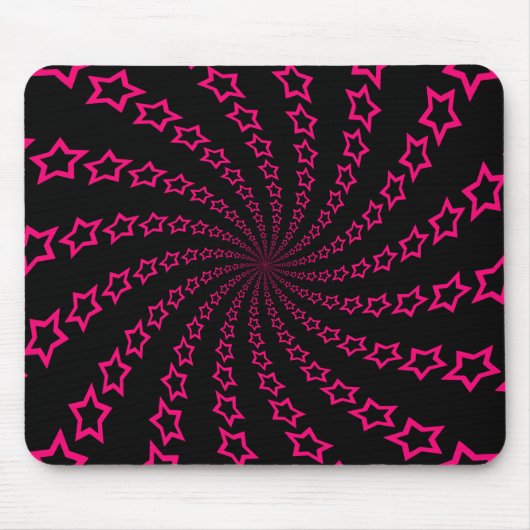 Sterrenspiraal: Roze en zwart: Custom Mousepad Muismat (Voorkant)