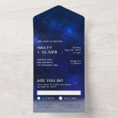 Sterrenstelsel Blauwe Nacht Sky Bruiloft All In One Uitnodiging (Binnen)