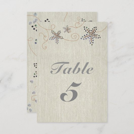 STERRENSTELSEL ELEGANTIE Strandfeest Tafel Nummerk Kaart (Voorkant / Achterkant)