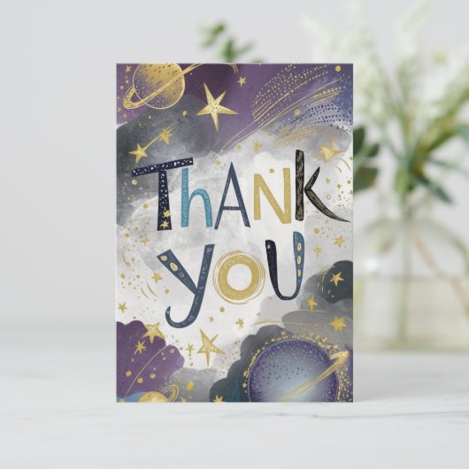 sterrenstelsel-meteoriet bedankkaart (Staand voorkant)