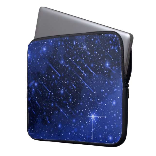 Sterrenstelsel op blauw laptop sleeve (Voorkant Links)