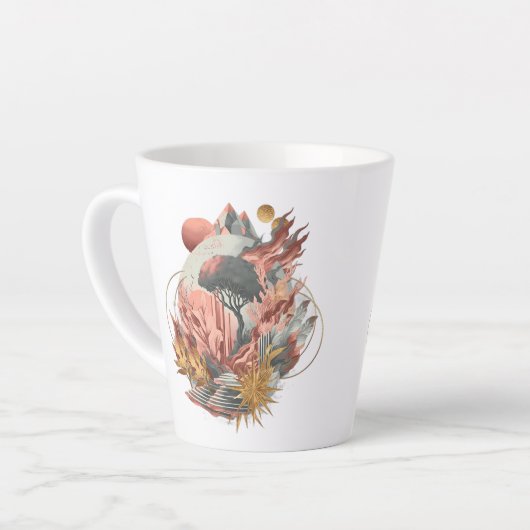 Sterrenstof bloeit over kosmische stappen latte mok (Linkerhoek)