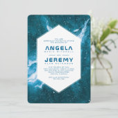 Sterrenstof Kosmische Blauwgroen Blauwe Bruiloft Kaart (Staand voorkant)