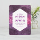 Sterrenstof Kosmische Roze Bruiloft Kaart (Staand voorkant)