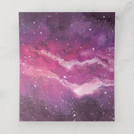 Sterrenstof Kosmische Roze Bruiloft Plaatskaartje (Binnenkant ongevouwen)