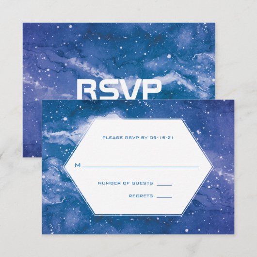 Sterrenstof Kosmische Violet Bruiloft RSVP Kaartje (Voorkant / Achterkant)