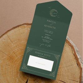 Sterrenstof Monogram Huwelijksuitnodigingen All In One Uitnodiging