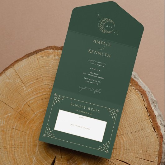 Sterrenstof Monogram Huwelijksuitnodigingen All In One Uitnodiging