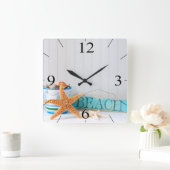 Sterrenstrand Tropische Zomer Vierkante Klok (Huis)