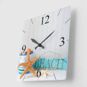 Sterrenstrand Tropische Zomer Vierkante Klok (Hoek)