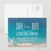 Sterrenstrand Trouw Save the Date Aankondigingskaart (Voorkant / Achterkant)