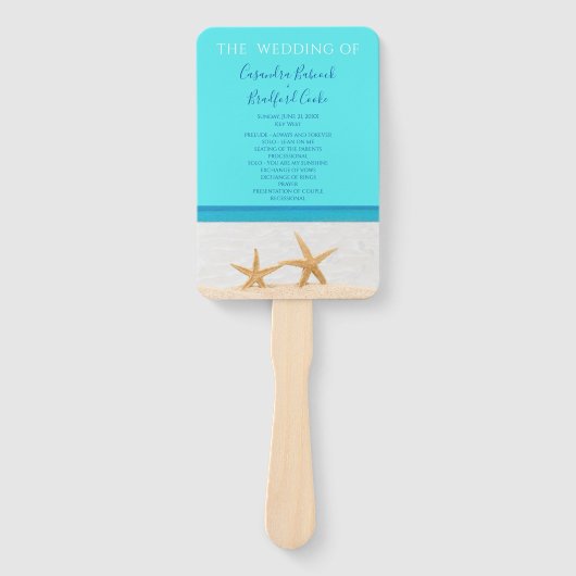  Sterrenstrand trouwceremonieprogramma Handventila Handwaaier (Voorkant)